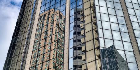 Reflection of buildings on other buildings in Sydney CBD